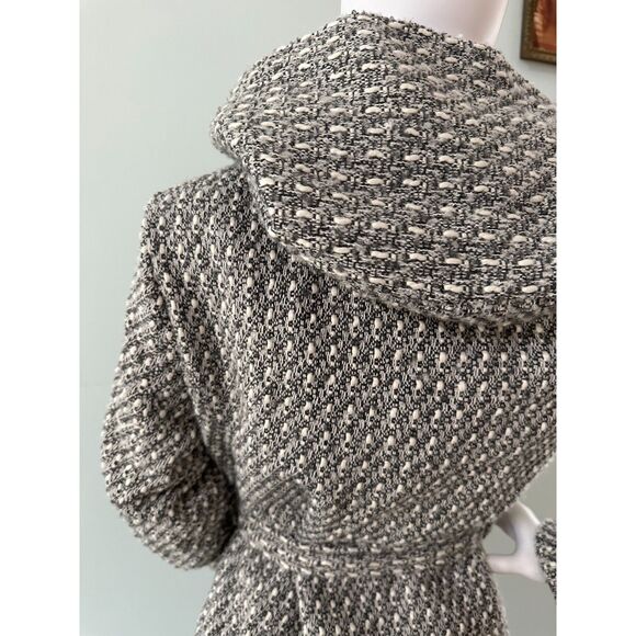 Mossimo Supply Co. Women Coat Tweed Hooded Front Tie Belt Pockets Lined Medium - Picture 7 of 11